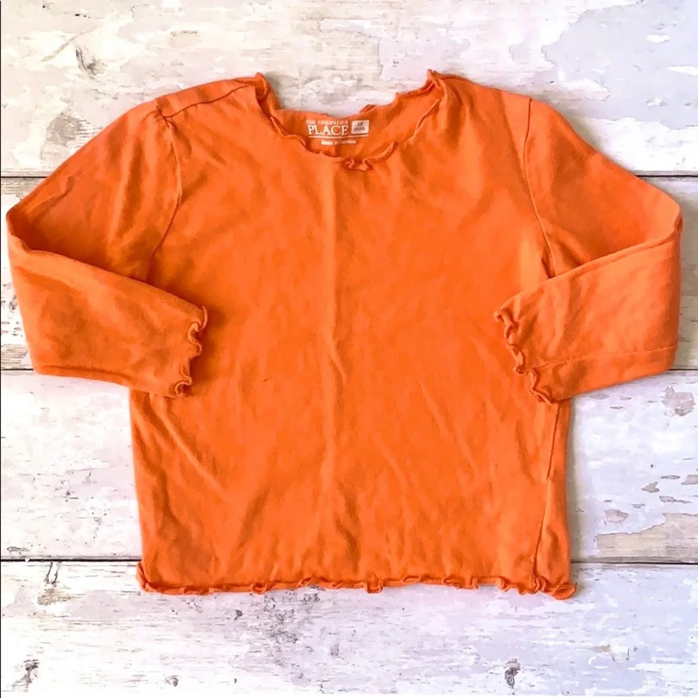 Baby Girls 18m The Children’s Place Orange Long Sleeve Shirt Ruffle Toddler